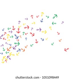 Pretty summer background with anchors. Anchor In Cartoon Free Style. Pattern Art Illustration Vector
