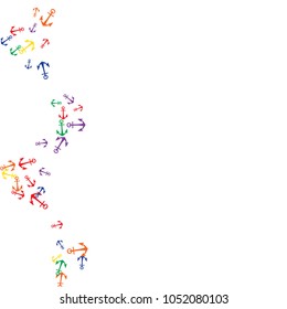 Pretty summer background with anchors. Anchor In Cartoon Free Style. Pattern Art Illustration Vector
