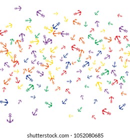 Pretty summer background with anchors. Anchor In Cartoon Free Style. Pattern Art Illustration Vector

