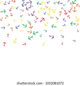 Pretty summer background with anchors. Anchor In Cartoon Free Style. Pattern Art Illustration Vector
