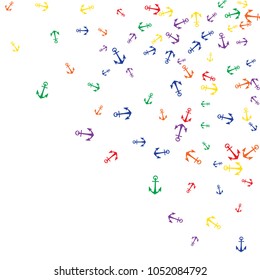 Pretty summer background with anchors. Anchor In Cartoon Free Style. Pattern Art Illustration Vector

