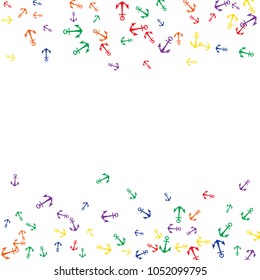 Pretty summer background with anchors. Anchor In Cartoon Free Style. Pattern Art Illustration Vector
