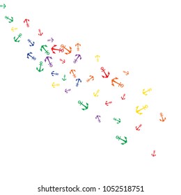 Pretty summer background with anchors. Anchor In Cartoon Free Style. Pattern Art Illustration Vector
