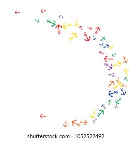 Pretty summer background with anchors. Anchor In Cartoon Free Style. Pattern Art Illustration Vector
