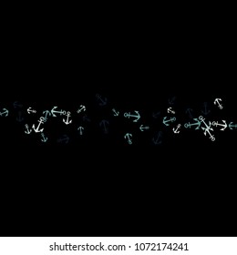 Pretty summer background with anchors. Anchor In Cartoon Free Style. Pattern Art Illustration Vector
