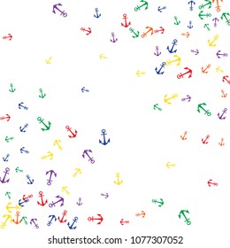 Pretty summer background with anchors. Anchor In Cartoon Free Style. Pattern Art Illustration Vector
