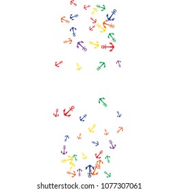 Pretty summer background with anchors. Anchor In Cartoon Free Style. Pattern Art Illustration Vector
