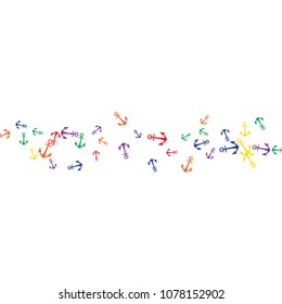 Pretty summer background with anchors. Anchor In Cartoon Free Style. Pattern Art Illustration Vector