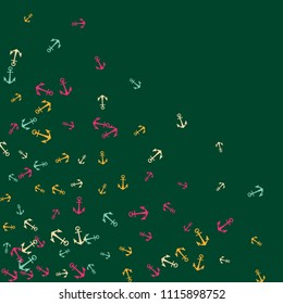 Pretty summer background with anchors. Anchor In Cartoon Free Style. Pattern Art Illustration Vector
