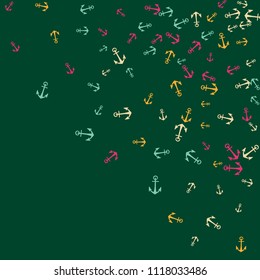 Pretty summer background with anchors. Anchor In Cartoon Free Style. Pattern Art Illustration Vector
