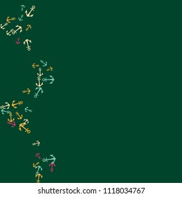 Pretty summer background with anchors. Anchor In Cartoon Free Style. Pattern Art Illustration Vector
