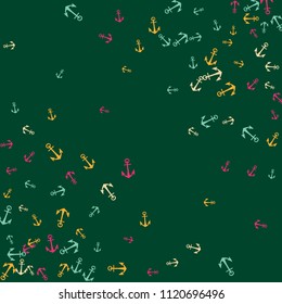 Pretty summer background with anchors. Anchor In Cartoon Free Style. Pattern Art Illustration Vector
