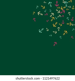 Pretty summer background with anchors. Anchor In Cartoon Free Style. Pattern Art Illustration Vector
