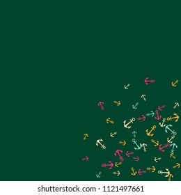 Pretty summer background with anchors. Anchor In Cartoon Free Style. Pattern Art Illustration Vector
