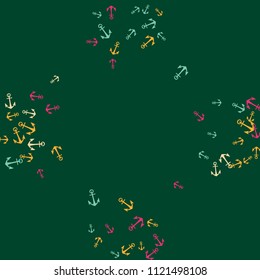 Pretty summer background with anchors. Anchor In Cartoon Free Style. Pattern Art Illustration Vector
