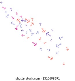Pretty summer background with anchors. Anchor In Cartoon Free Style. Pattern Art Illustration Vector