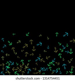 Pretty summer background with anchors. Anchor In Cartoon Free Style. Pattern Art Illustration Vector
