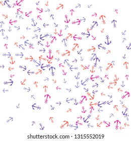 Pretty summer background with anchors. Anchor In Cartoon Free Style. Pattern Art Illustration Vector

