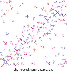 Pretty summer background with anchors. Anchor In Cartoon Free Style. Pattern Art Illustration Vector
