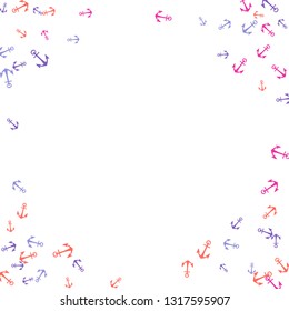 Pretty summer background with anchors. Anchor In Cartoon Free Style. Pattern Art Illustration Vector
