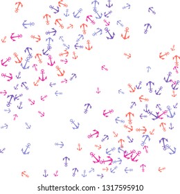 Pretty summer background with anchors. Anchor In Cartoon Free Style. Pattern Art Illustration Vector
