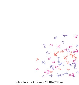 Pretty summer background with anchors. Anchor In Cartoon Free Style. Pattern Art Illustration Vector

