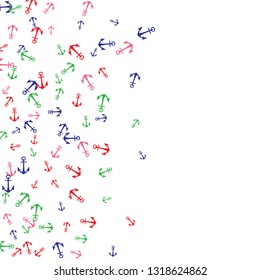 Pretty summer background with anchors. Anchor In Cartoon Free Style. Pattern Art Illustration Vector
