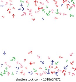 Pretty summer background with anchors. Anchor In Cartoon Free Style. Pattern Art Illustration Vector
