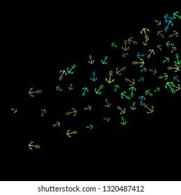 Pretty summer background with anchors. Anchor In Cartoon Free Style. Pattern Art Illustration Vector