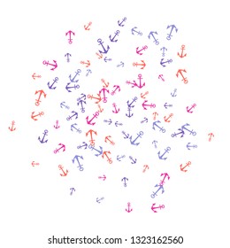 Pretty summer background with anchors. Anchor In Cartoon Free Style. Pattern Art Illustration Vector