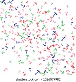 Pretty summer background with anchors. Anchor In Cartoon Free Style. Pattern Art Illustration Vector
