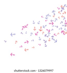 Pretty summer background with anchors. Anchor In Cartoon Free Style. Pattern Art Illustration Vector
