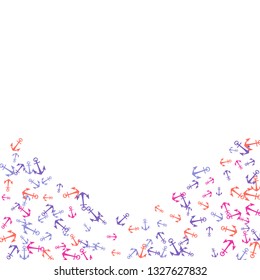 Pretty summer background with anchors. Anchor In Cartoon Free Style. Pattern Art Illustration Vector
