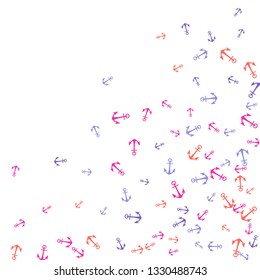 Pretty summer background with anchors. Anchor In Cartoon Free Style. Pattern Art Illustration Vector

