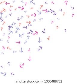 Pretty summer background with anchors. Anchor In Cartoon Free Style. Pattern Art Illustration Vector
