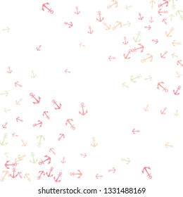 Pretty summer background with anchors. Anchor In Cartoon Free Style. Pattern Art Illustration Vector