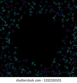 Pretty summer background with anchors. Anchor In Cartoon Free Style. Pattern Art Illustration Vector