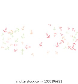 Pretty summer background with anchors. Anchor In Cartoon Free Style. Pattern Art Illustration Vector