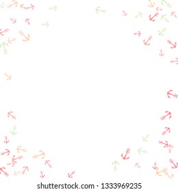 Pretty summer background with anchors. Anchor In Cartoon Free Style. Pattern Art Illustration Vector
