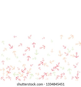 Pretty summer background with anchors. Anchor In Cartoon Free Style. Pattern Art Illustration Vector
