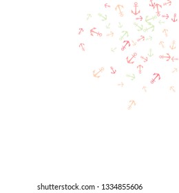 Pretty summer background with anchors. Anchor In Cartoon Free Style. Pattern Art Illustration Vector