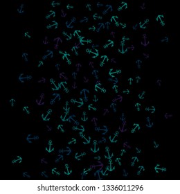 Pretty summer background with anchors. Anchor In Cartoon Free Style. Pattern Art Illustration Vector