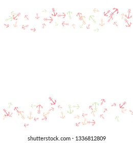 Pretty summer background with anchors. Anchor In Cartoon Free Style. Pattern Art Illustration Vector