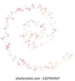 Pretty summer background with anchors. Anchor In Cartoon Free Style. Pattern Art Illustration Vector