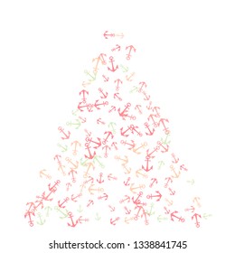 Pretty summer background with anchors. Anchor In Cartoon Free Style. Pattern Art Illustration Vector
