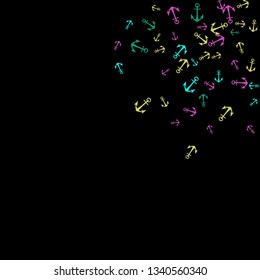 Pretty summer background with anchors. Anchor In Cartoon Free Style. Pattern Art Illustration Vector