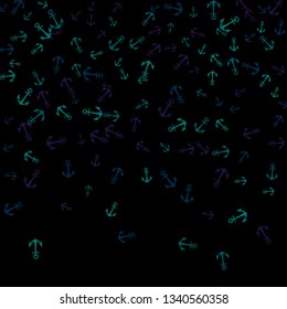 Pretty summer background with anchors. Anchor In Cartoon Free Style. Pattern Art Illustration Vector
