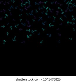 Pretty summer background with anchors. Anchor In Cartoon Free Style. Pattern Art Illustration Vector
