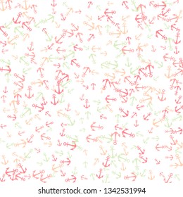 Pretty summer background with anchors. Anchor In Cartoon Free Style. Pattern Art Illustration Vector