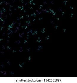Pretty summer background with anchors. Anchor In Cartoon Free Style. Pattern Art Illustration Vector